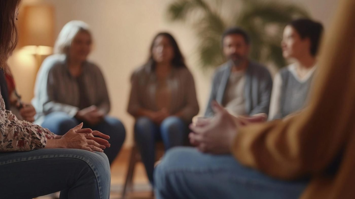 Personas compartiendo en un grupo terapéutico
